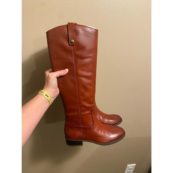 INC International Concepts Fawne Tall Leather Riding Boots Cognac Size 6.5 NWT - Picture 1 of 8